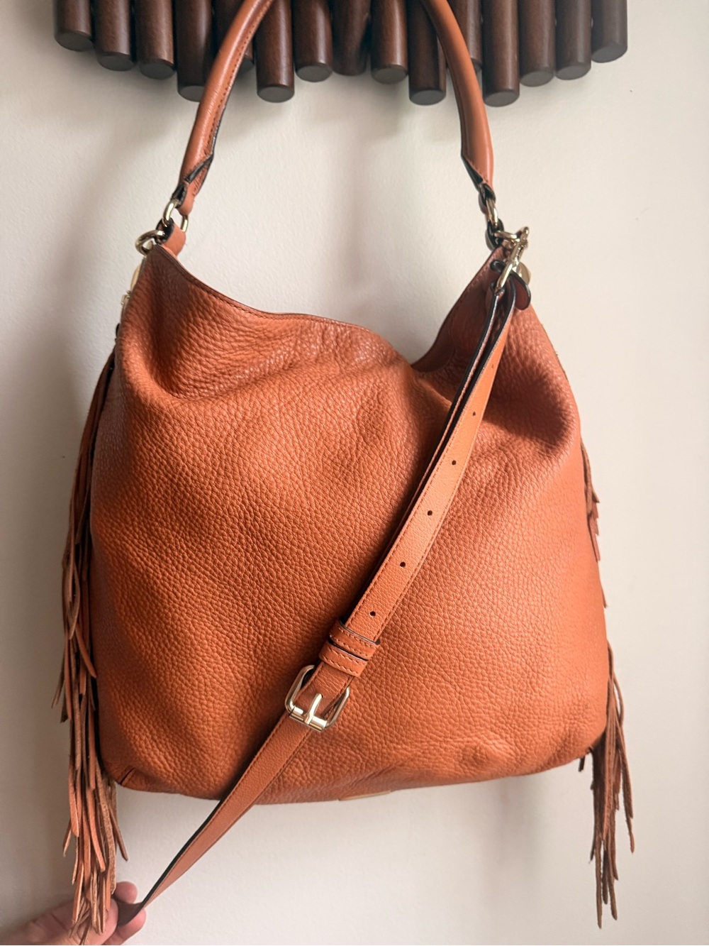 Rebecca Minkoff Orange Leather Fringe Hobo